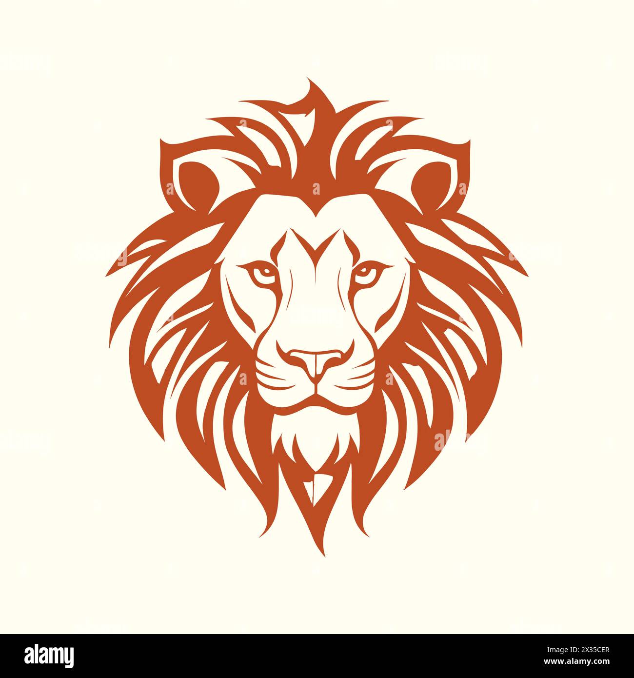 Tête de lion. Illustration vectorielle. Lionne isolée sur fond blanc. Illustration de Vecteur