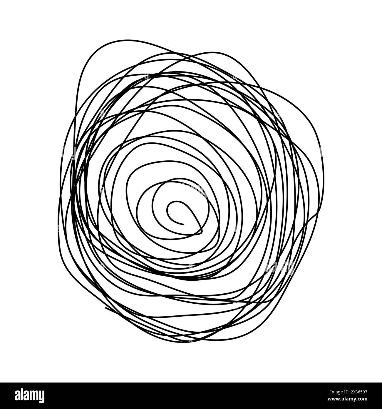 Doodle abstrait en spirale. Motif tourbillon à lignes noires. Lignes courbes artistiques. Illustration vectorielle. SPE 10. Illustration de Vecteur