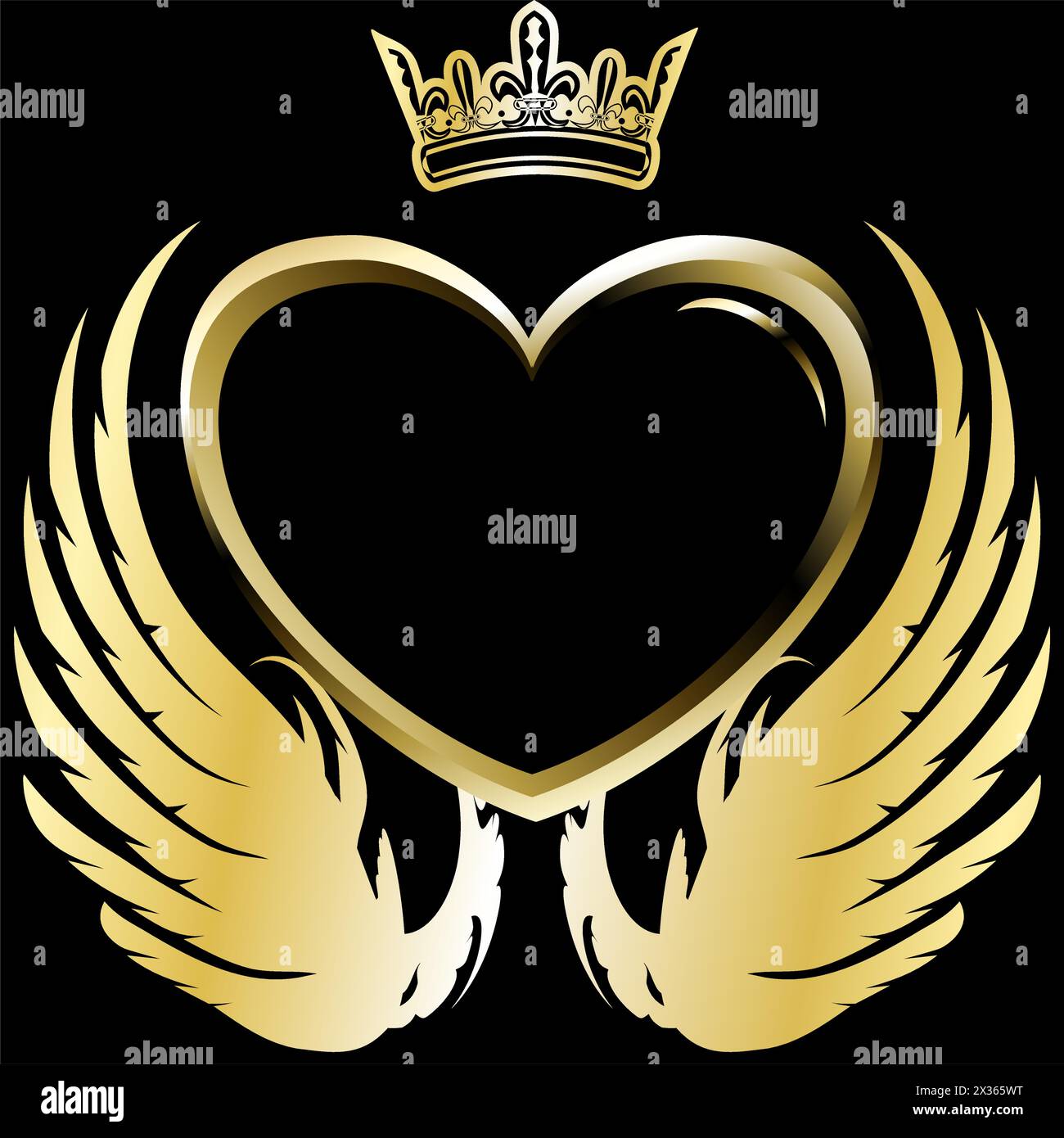 autocollant de tatouage d'emblème d'anneau de coeur doré en format vectoriel Illustration de Vecteur