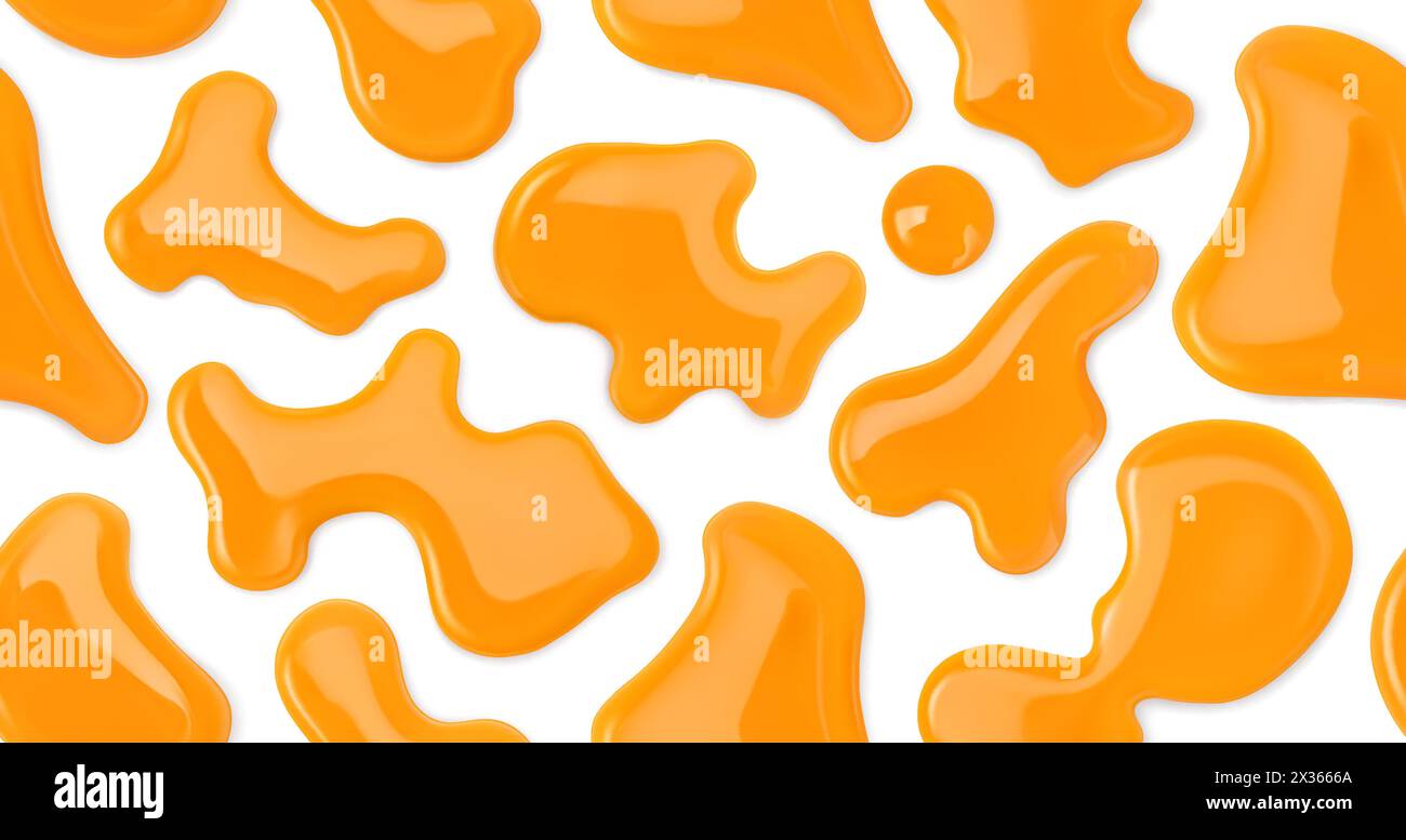 Gouttes de jus d'orange. Motif vectoriel sans couture. réaliste en 3d. Illustration de Vecteur
