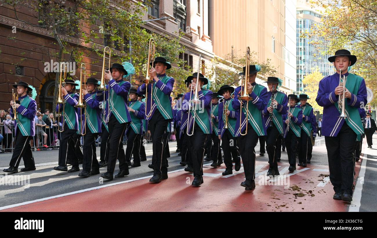 marche annuelle de l'ANZAC (Australian and New Zealand Army corps) Day à Sydney le 25 avril 2024. Photo : Izhar KHAN RÉSERVÉ À UN USAGE ÉDITORIAL. STRICTEMENT PAS D'USAGE COMMERCIAL crédit : Izhar Ahmed Khan/Alamy Live News/Alamy Live News Banque D'Images