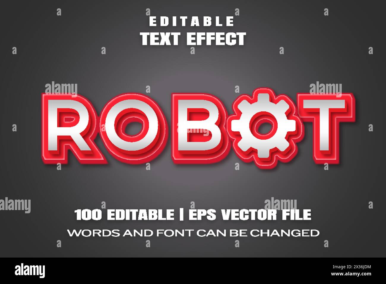 Effets de texte modifiables robot , mots et police peuvent être modifiés Illustration de Vecteur