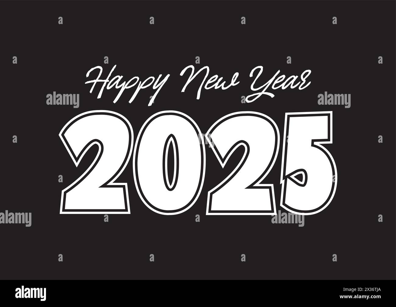 Le style du nouvel an 2025 est simple et avec une touche de couleur qui n'est pas étrange. célébration du nouvel an 2025. fête du nouvel an 2025. Illustration de Vecteur