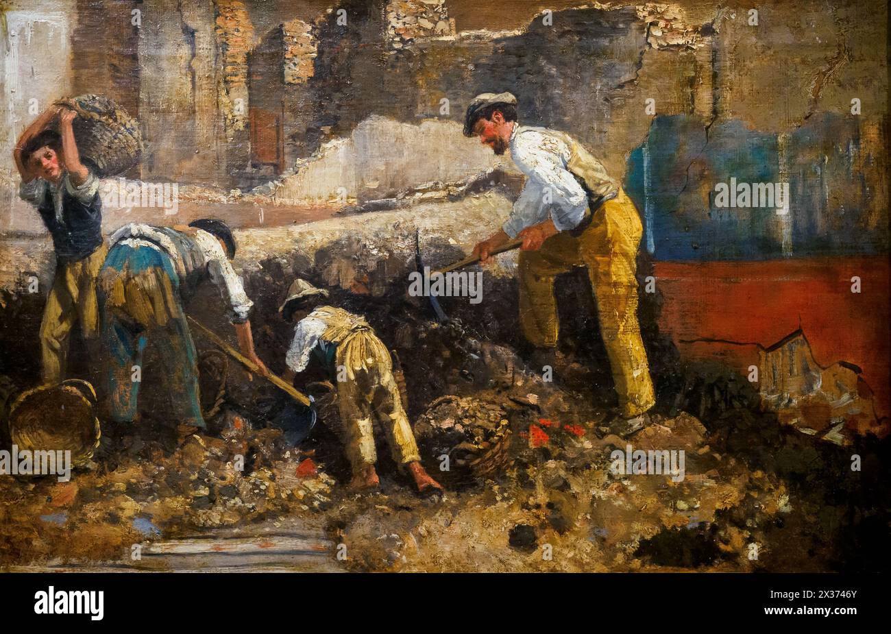 L'excavation d'Herculanum par Giuseppe Palizzi (1812-1888), vers 1854, huile sur toile Banque D'Images