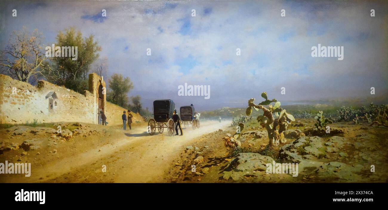 Route de campagne (un jour chaud en Sicile) de Francesco Lojacono (1838-1915), 1877, huile sur toile Banque D'Images