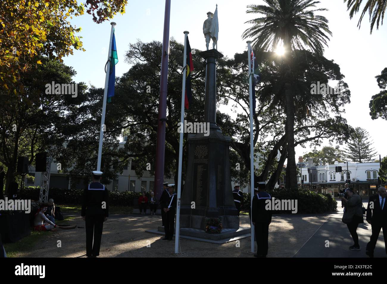 Sydney, Australie. 25 avril 2024. L'événement Colred Digger et la marche de la Journée Anzac commémorent les aborigènes et les insulaires du détroit de Torres qui ont servi notre pays dans des conflits à l'étranger. Crédit : Richard Milnes/Alamy Live News Banque D'Images