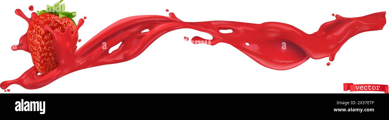 Éclaboussure douce rouge et fraise. illustration vectorielle réaliste 3d. Illustration de Vecteur