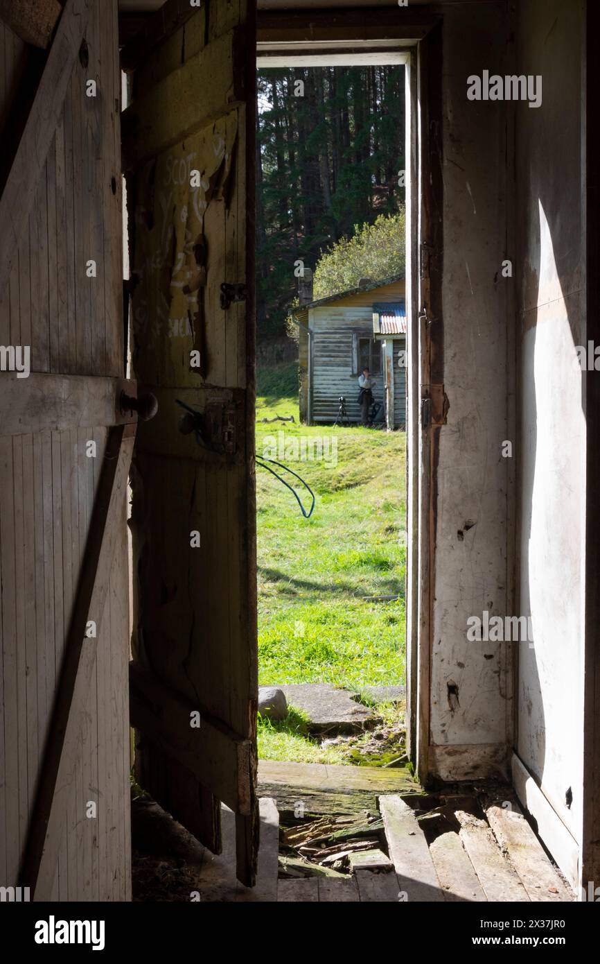 Maison abandonnée, Endeans Mill, près de Taumaranui, Île du Nord, Nouvelle-Zélande Banque D'Images