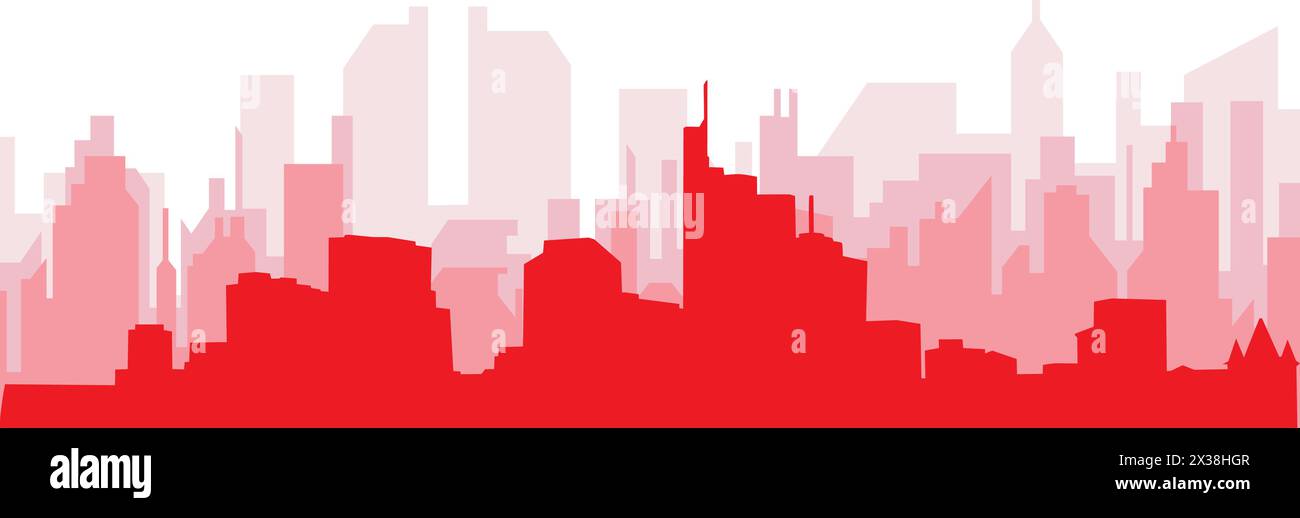 Affiche rouge panoramique de la ville de FRANCFORT, ALLEMAGNE Illustration de Vecteur