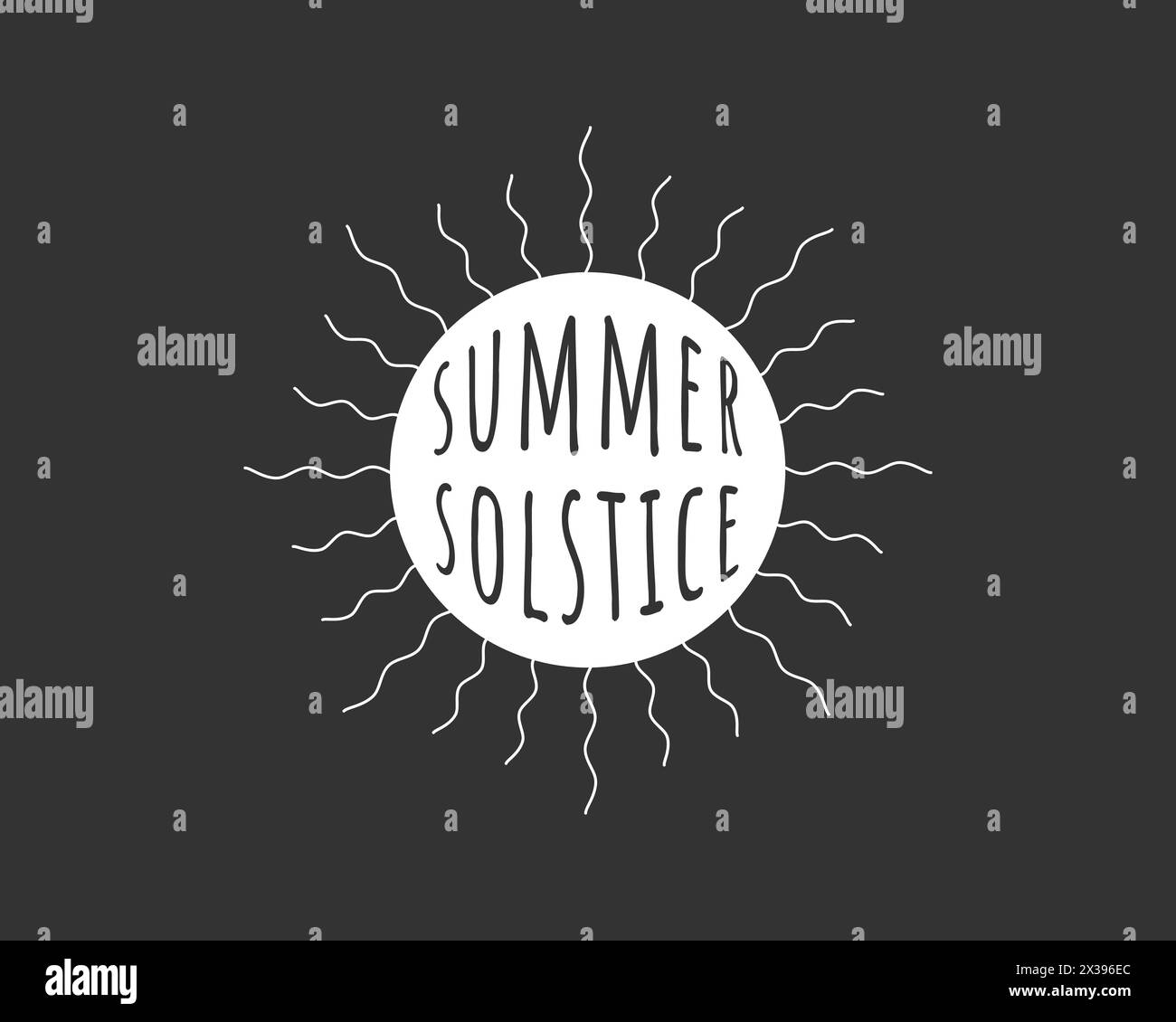 Logo du solstice d'été. Concept de logotype de jour de vacances le plus long de l'année. Soleil linéaire avec inscription. Symbole eps vectoriel Illustration de Vecteur