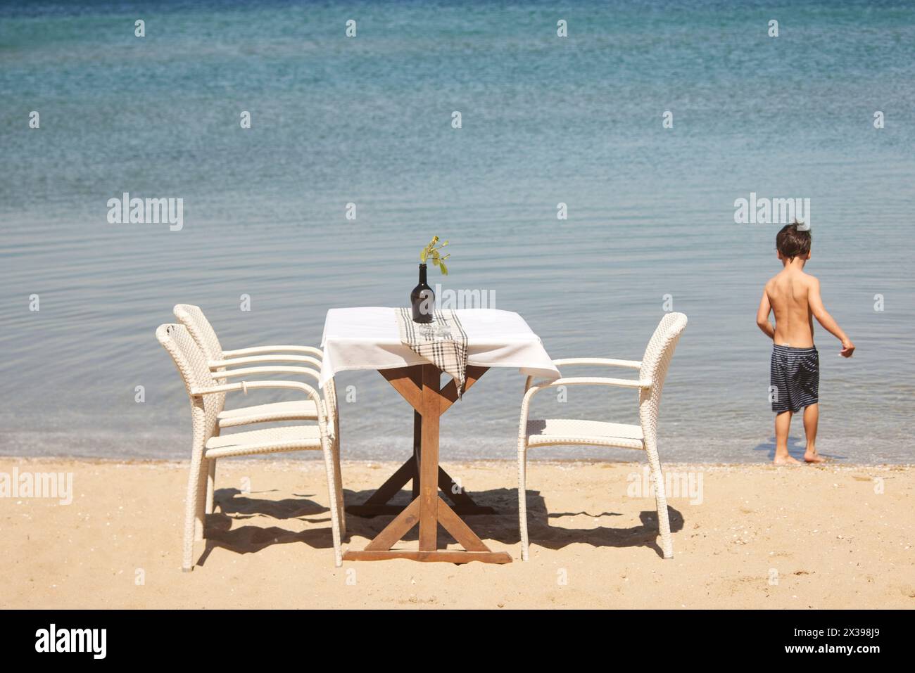 Thessalonique, région de la ville grecque de Macédoine dans le nord de la Grèce Neoi Epivates plage et Peraia région Banque D'Images