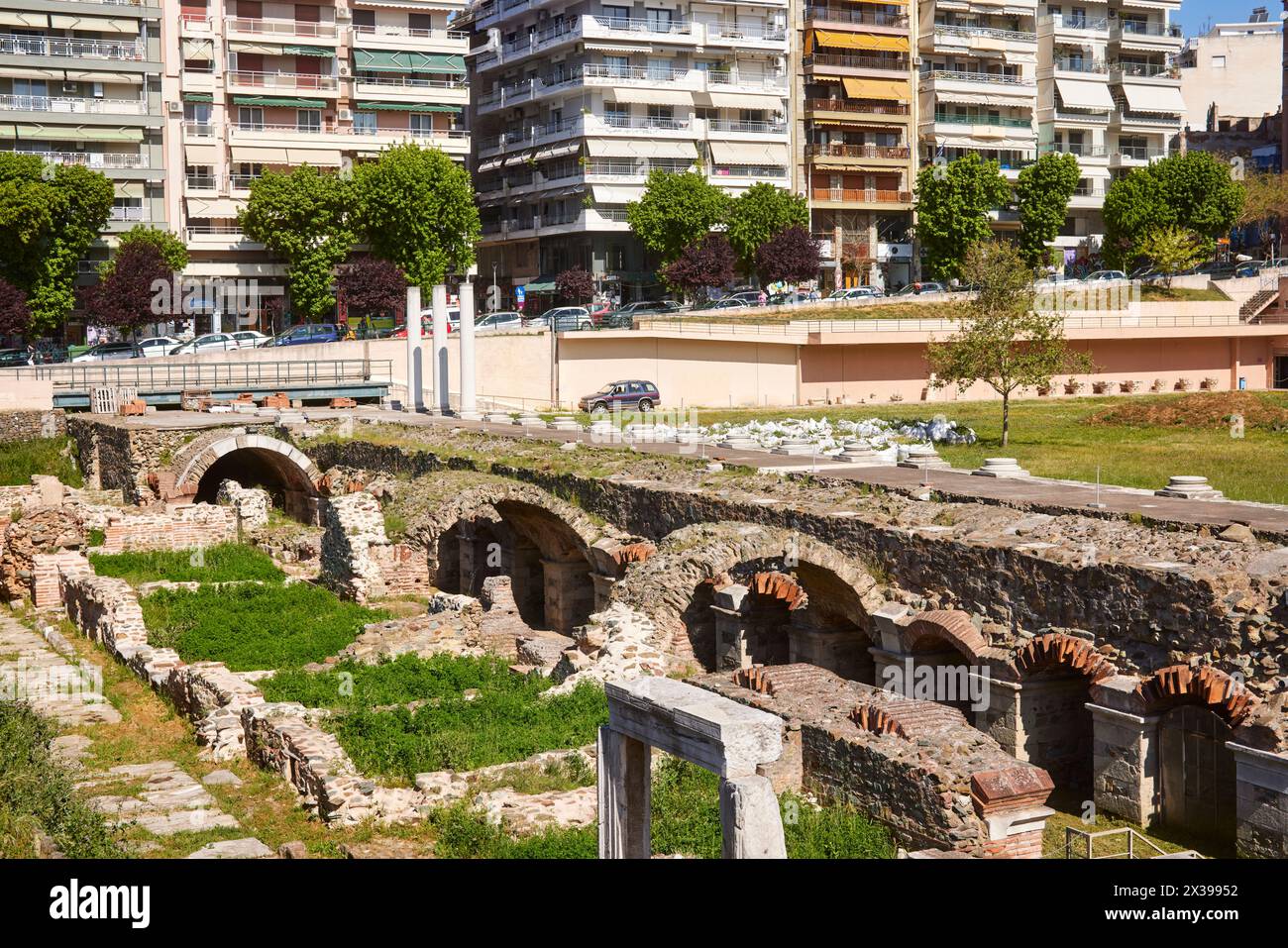 Thessalonique, région de la ville grecque de Macédoine dans le nord de la Grèce antique place Agora ruines romaines Banque D'Images