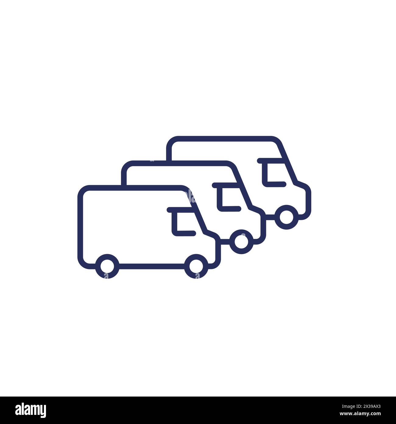 icône de ligne de flotte de voitures avec fourgonnettes Illustration de Vecteur