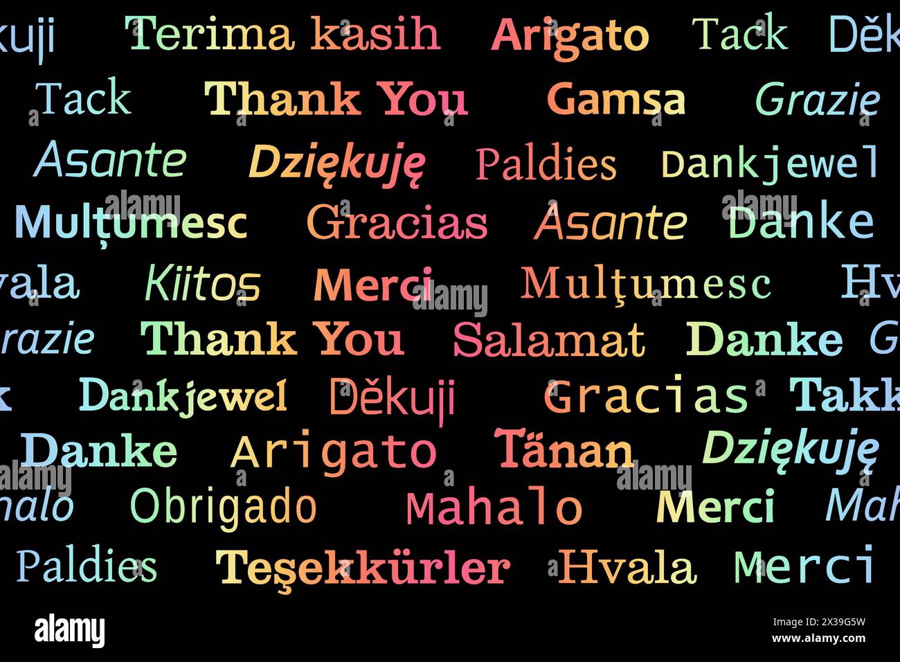 Merci langues concept conception vectorielle transparente. Phrase de remerciement design international. Illustration de Vecteur