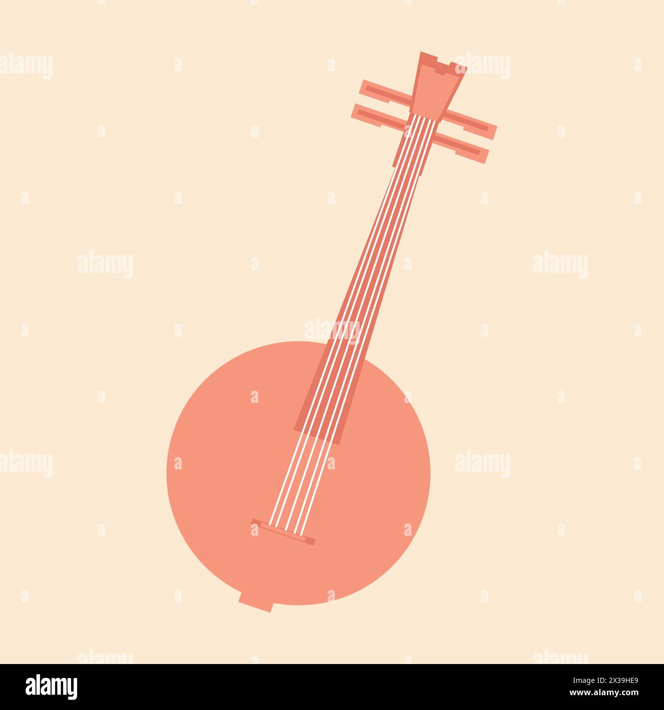 Icône d'instrument musical chinois populaire Yueqin Illustration de Vecteur
