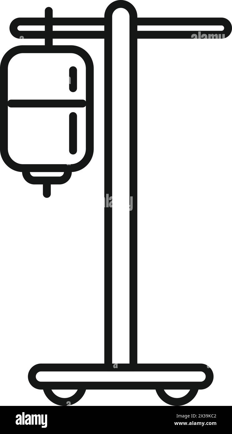 Vecteur de contour de l'icône du paquet de perfusion. Soins médicaux. Perfusion de liquide médicamenteux Illustration de Vecteur