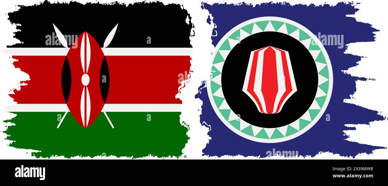 Bougainville et Kenya grunge drapeaux connexion, vecteur Illustration de Vecteur