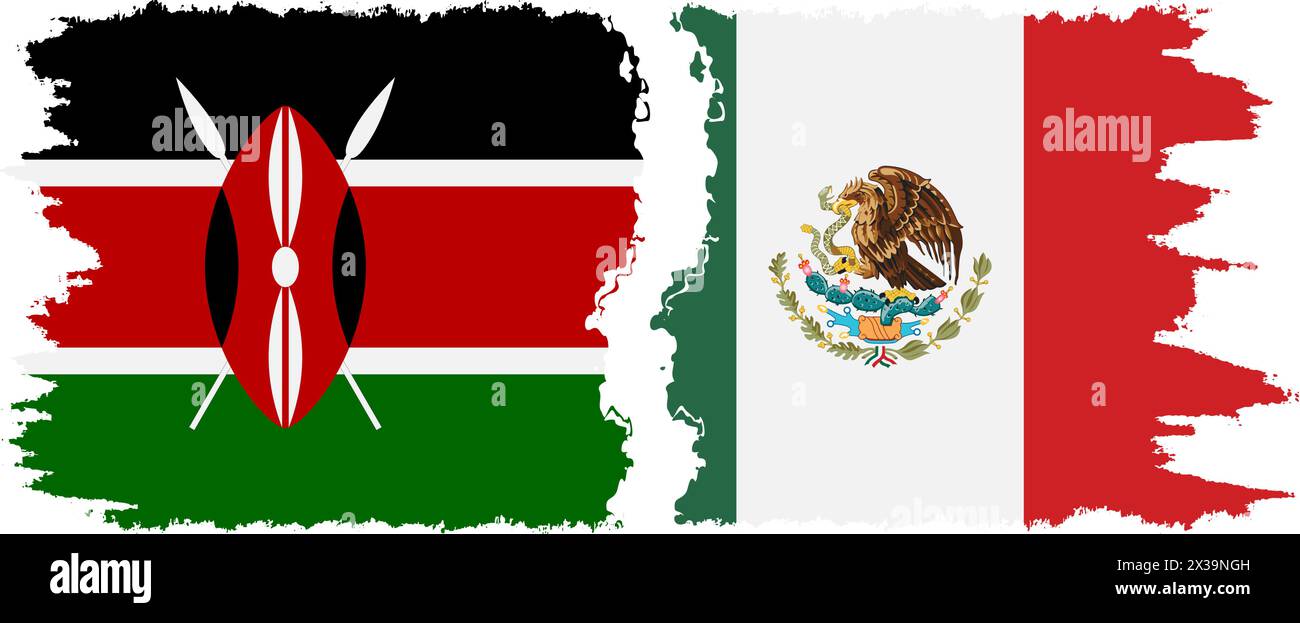 Mexique et Kenya grunge drapeaux connexion, vecteur Illustration de Vecteur