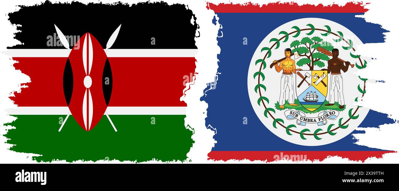 Belize et Kenya grunge drapeaux connexion, vecteur Illustration de Vecteur