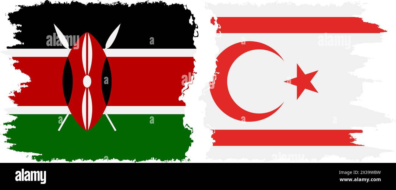 République turque de Chypre du Nord et Kenya grunge drapeaux connexion, vecteur Illustration de Vecteur