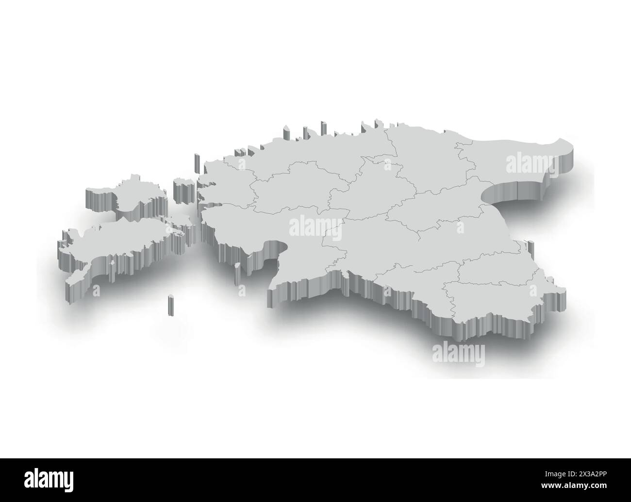 3d Estonie carte blanche avec les régions isolées sur fond blanc Illustration de Vecteur