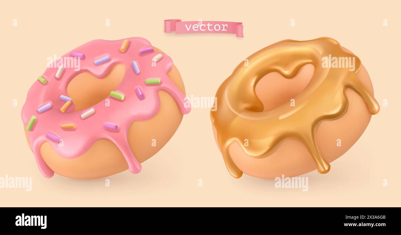 Donut. objets réalistes vectoriels 3d. Illustration de Vecteur