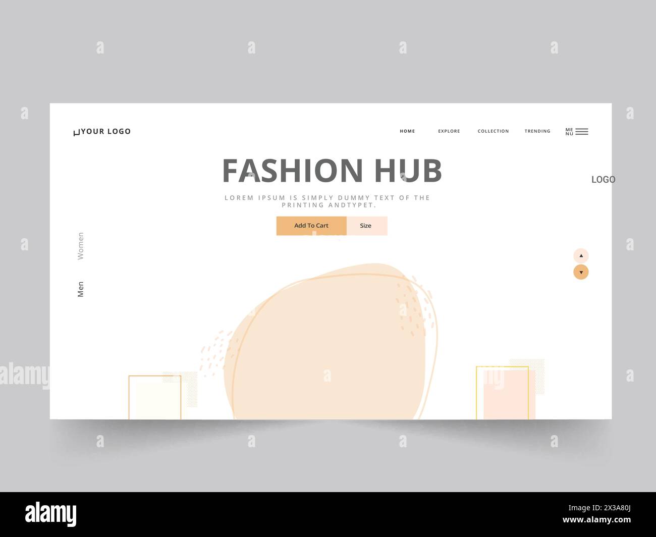 Fashion Hub Landing page ou Web Template Design en couleur blanche. Illustration de Vecteur