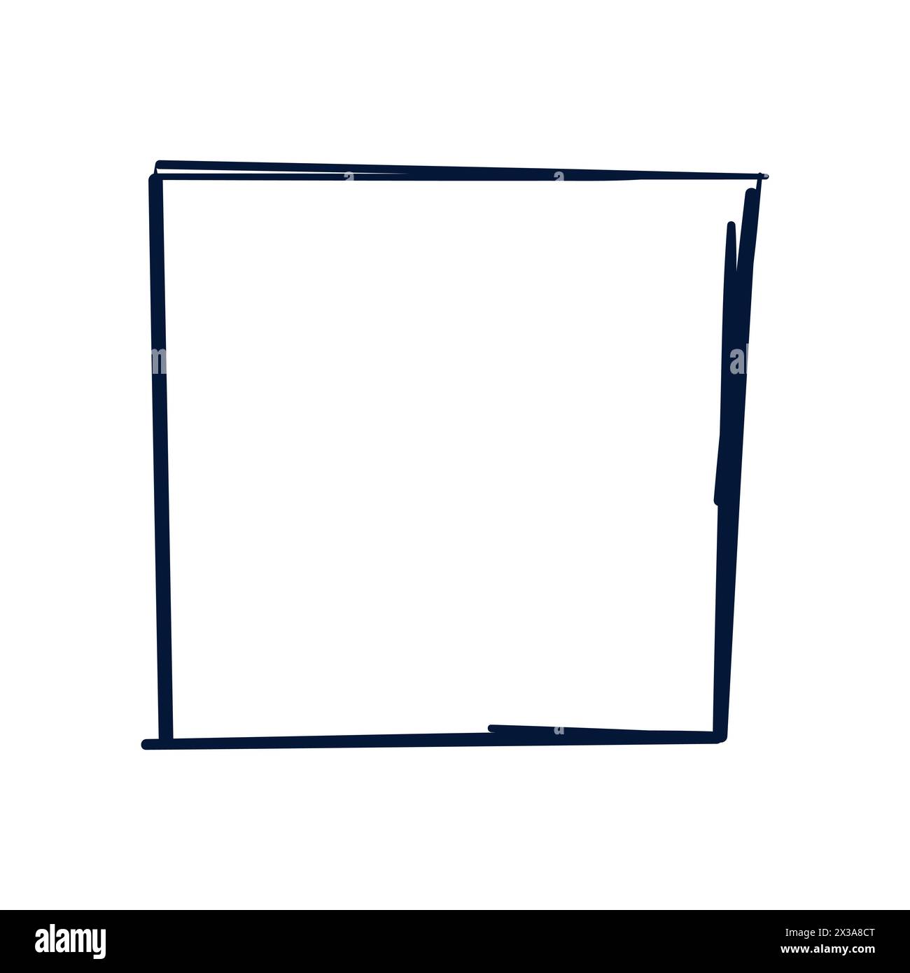 Ligne de griffonnage carrée. Vecteur Doodle de forme carrée dessiné à la main. Dessin Doodle de forme carrée. Illustration de Vecteur