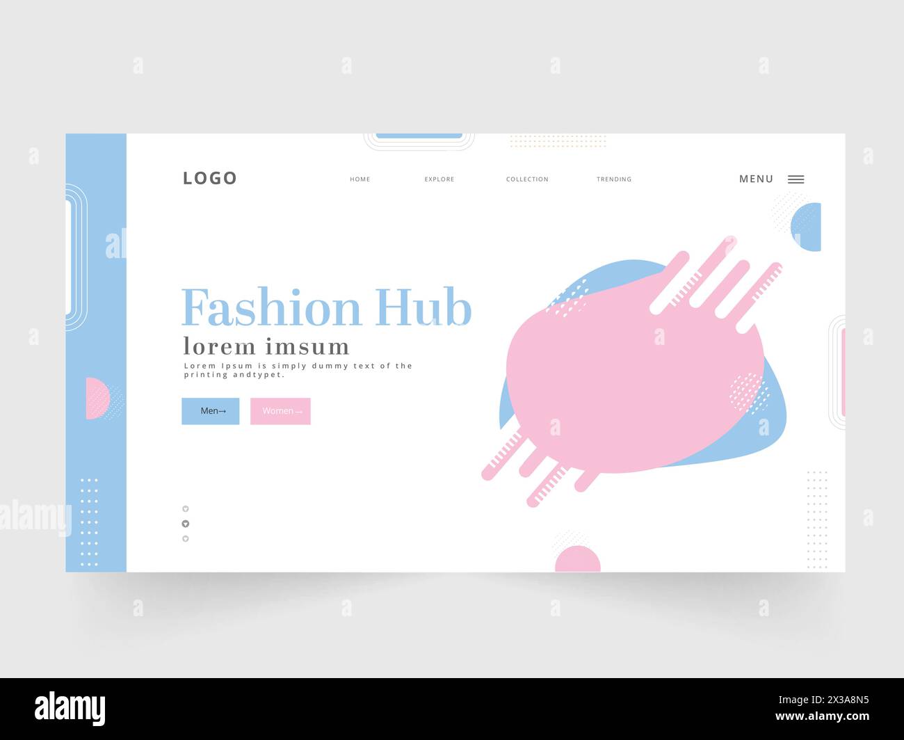Fashion Hub Landing page ou Web Template Design pour la publicité. Illustration de Vecteur