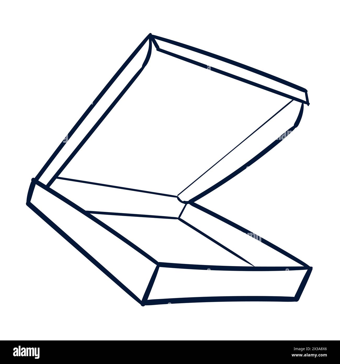 Ligne de gribouillage pour boîte à pizza. Boîte à pizza en carton dessinée à la main Scribble Doodle Vector. Dessin de boîte en carton Doodle. Illustration de Vecteur