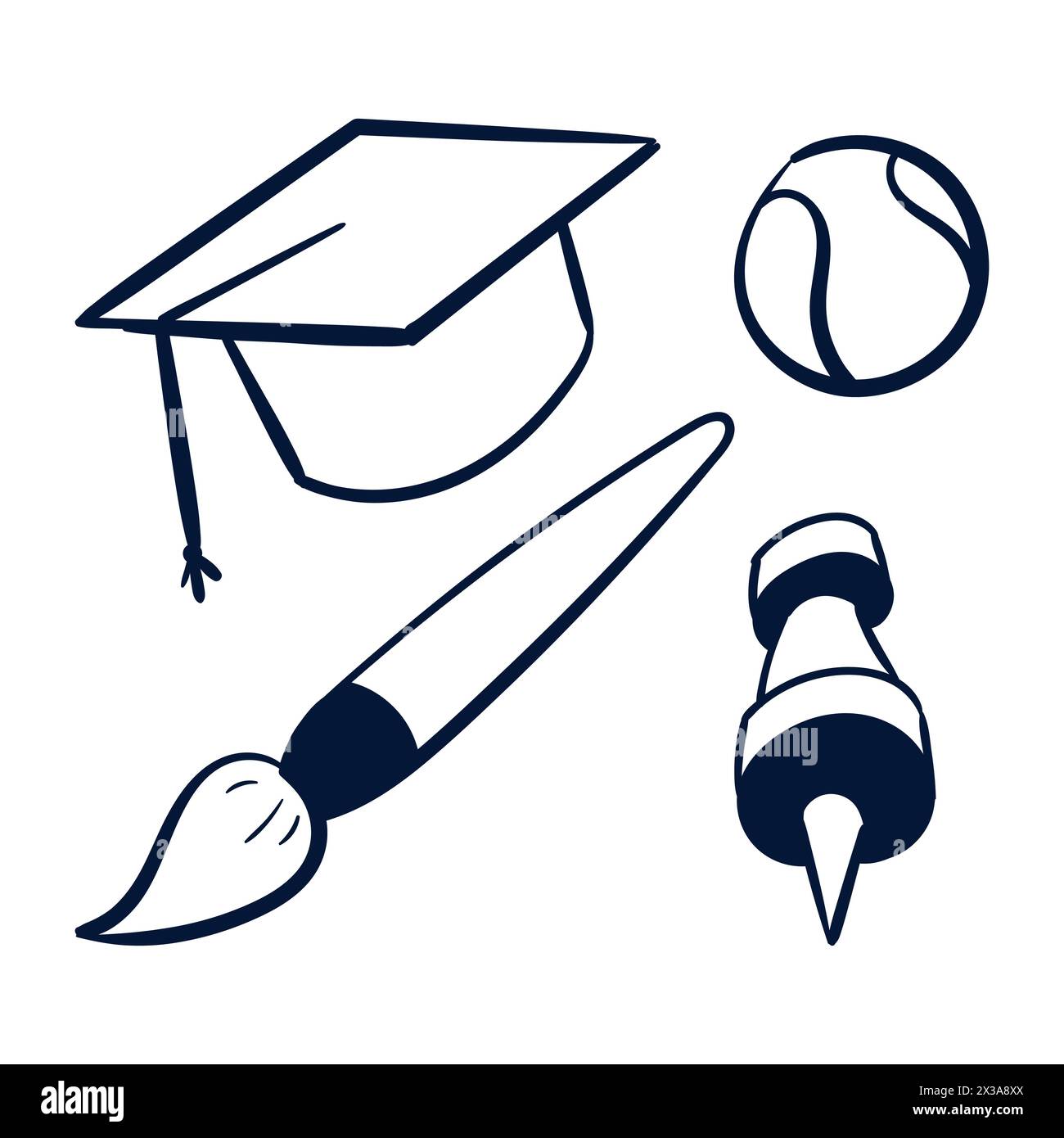 Ensemble de lignes de griffonnage pour l'enseignement scolaire. Ensemble vectoriel de Scribble Doodle dessiné à la main à l'école. Dessin d'étudiant Doodle. Illustration de Vecteur