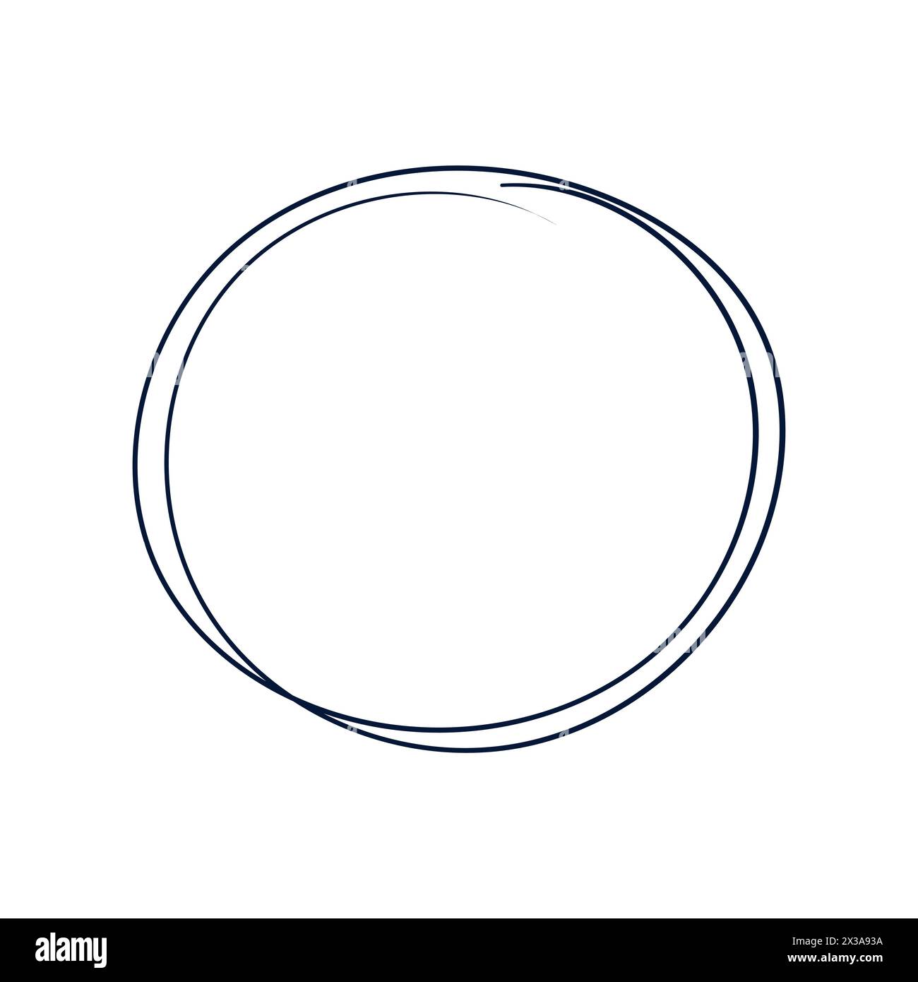 Cercle ligne de griffonnage. Vecteur de gribouillage de forme de cercle dessiné à la main. Dessin Doodle de forme de cercle. Illustration de Vecteur