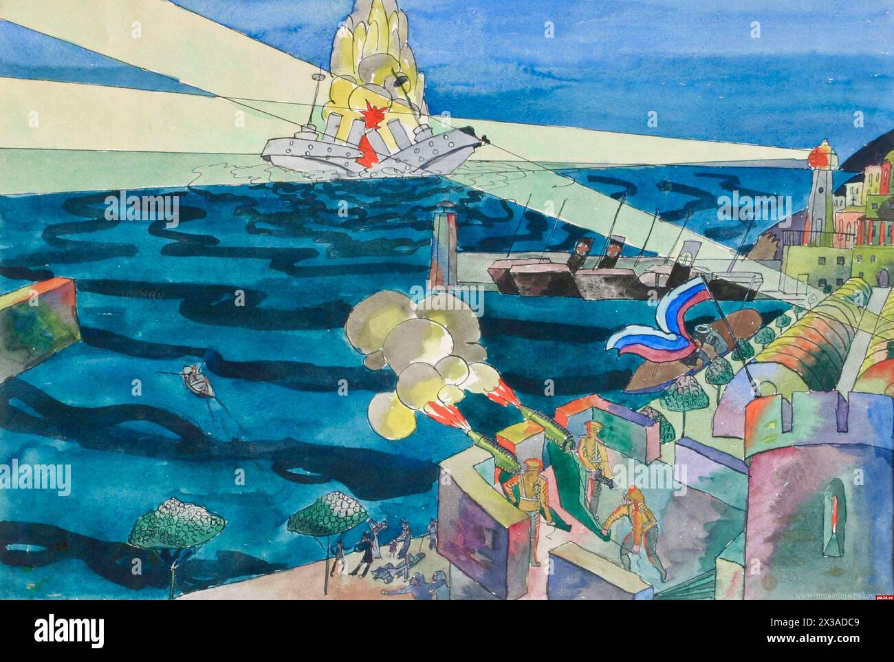 Aristarkh Lentulov - bataille de deux navires - 1914 Banque D'Images