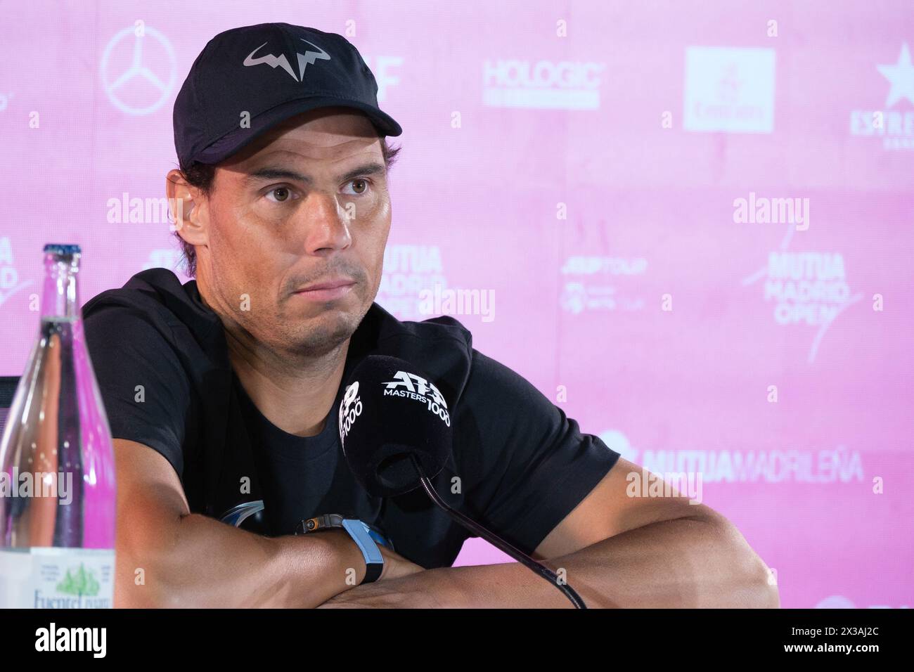 Rafael Nadal lors de la conférence de presse au Mutua Madrid Open, le 25 avril 2024, à Madrid, Espagne Banque D'Images