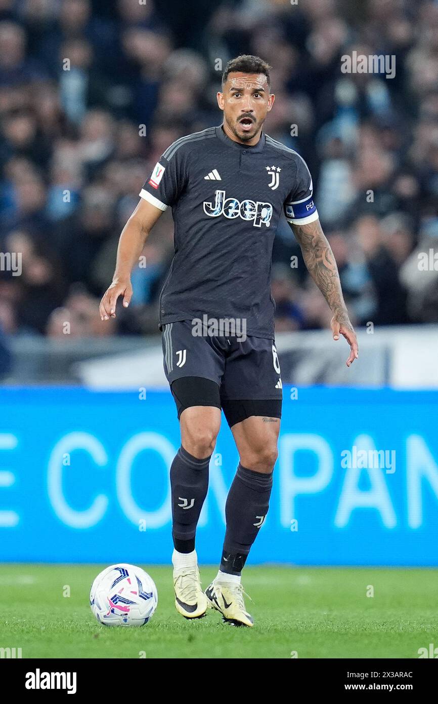 Rome, Italie. 23 avril 2024. Danilo du Juventus FC lors du match de deuxième manche de la demi-finale de la Coppa Italia entre le SS Lazio et le Juventus FC au Stadio Olimpico le 23 avril 2024 à Rome, en Italie. Crédit : Giuseppe Maffia/Alamy Live News Banque D'Images