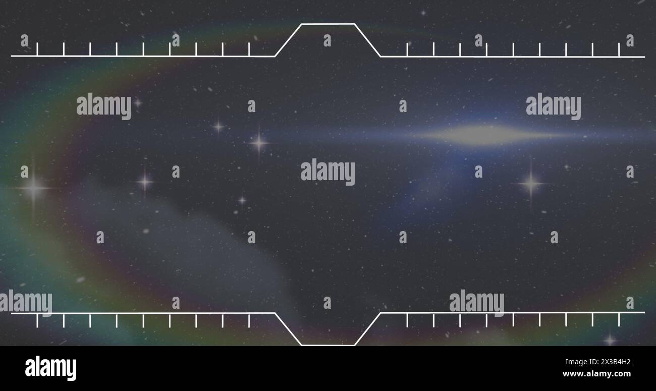 Image d'un cadre blanc avec des marqueurs au-dessus du prisme et des étoiles brillantes sur le ciel nocturne Banque D'Images