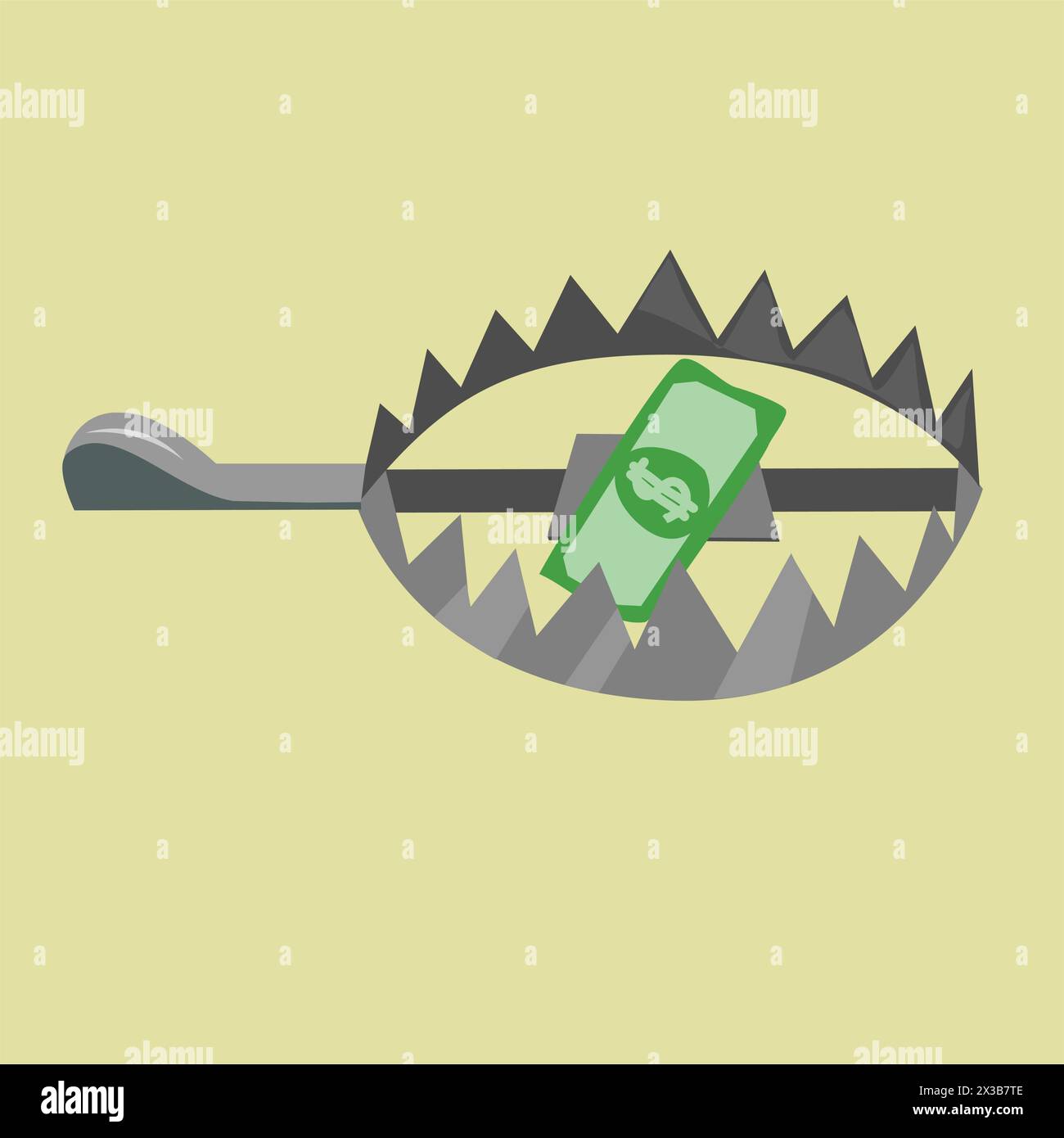 Bear Trap with Money Bait - image conceptuelle sur les pièges financiers et l'esclavage salarial Illustration de Vecteur