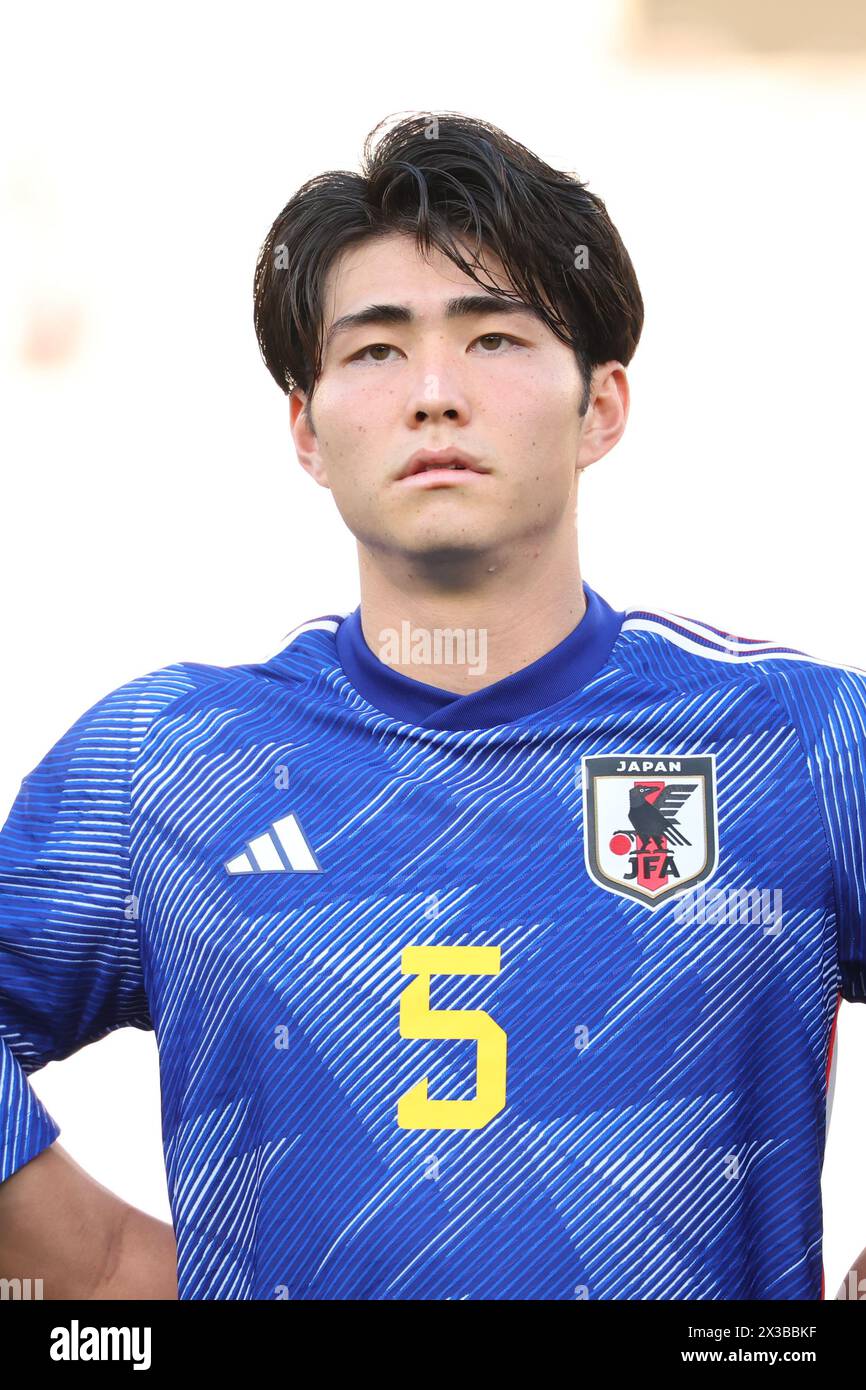 Doha, Qatar. 25 avril 2024. Seiji Kimura (JPN) Football/Football : Coupe d'Asie U23 de l'AFC Qatar 2024 quart de finale entre le Qatar et le Japon au stade Jassim Bin Hamad à Doha, Qatar . Crédit : Yohei Osada/AFLO SPORT/Alamy Live News Banque D'Images
