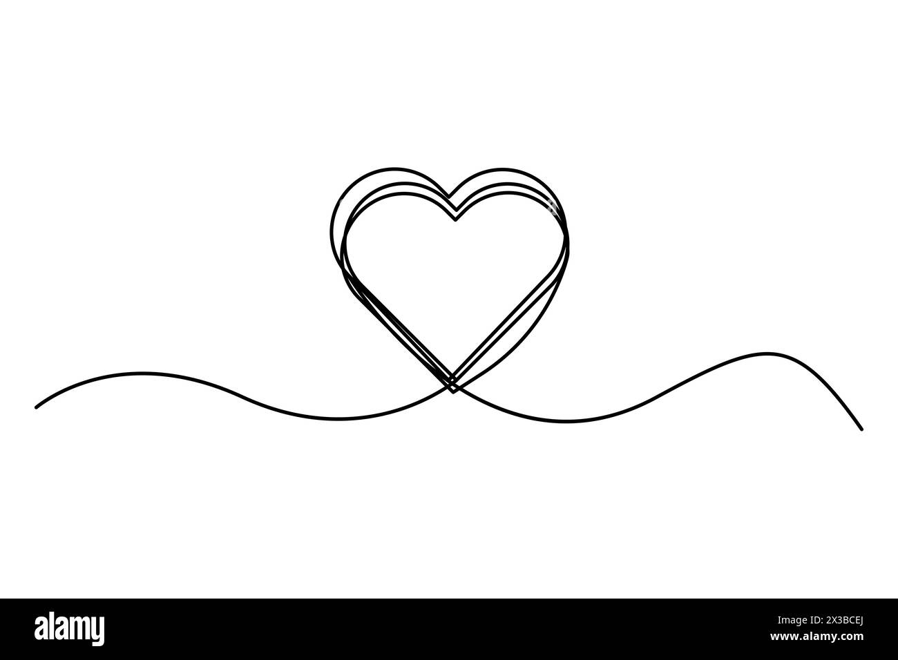 Motif coeur en ligne continue. Symbole d'amour minimaliste. Dessin au trait. Illustration vectorielle. SPE 10. Illustration de Vecteur