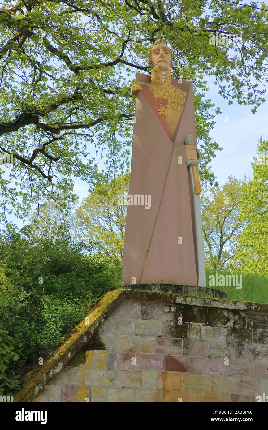 Sculpture et monument au maréchal Michel Ney, Vauban Island, Vaubaninsel, Saarlouis, Sarre, Allemagne Banque D'Images