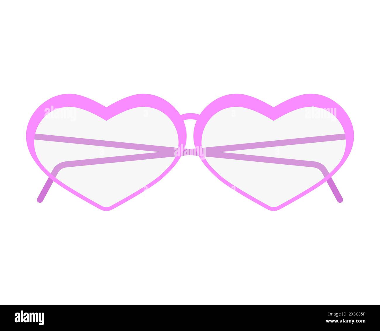 Lunettes en forme de coeur. Clipart vectoriel isolé avec lentilles transparentes. Couleur rose. Arrière-plan blanc clair. Illustration de Vecteur