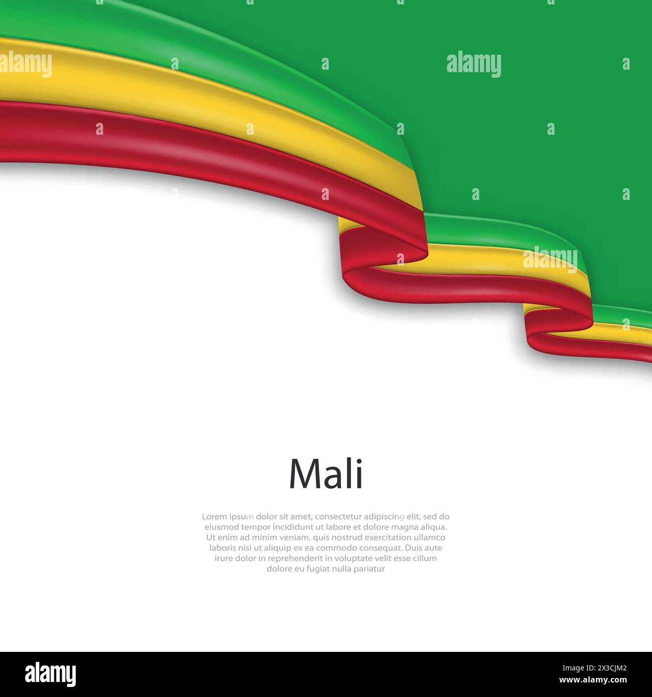 Ruban ondulant avec le drapeau du Mali. Modèle pour la conception d'affiche de jour de l'indépendance Illustration de Vecteur