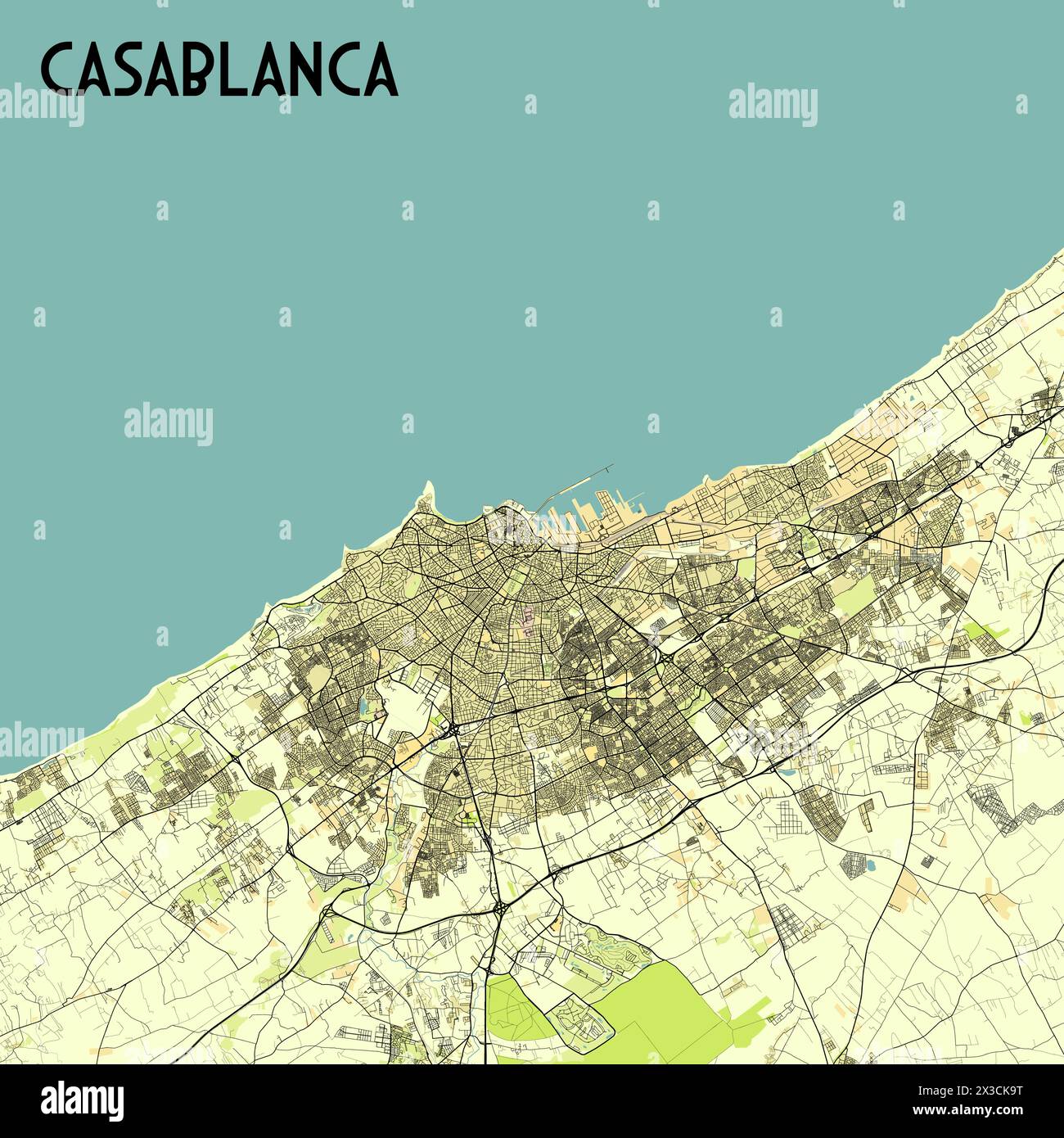Casablanca, Maroc carte poster art Illustration de Vecteur