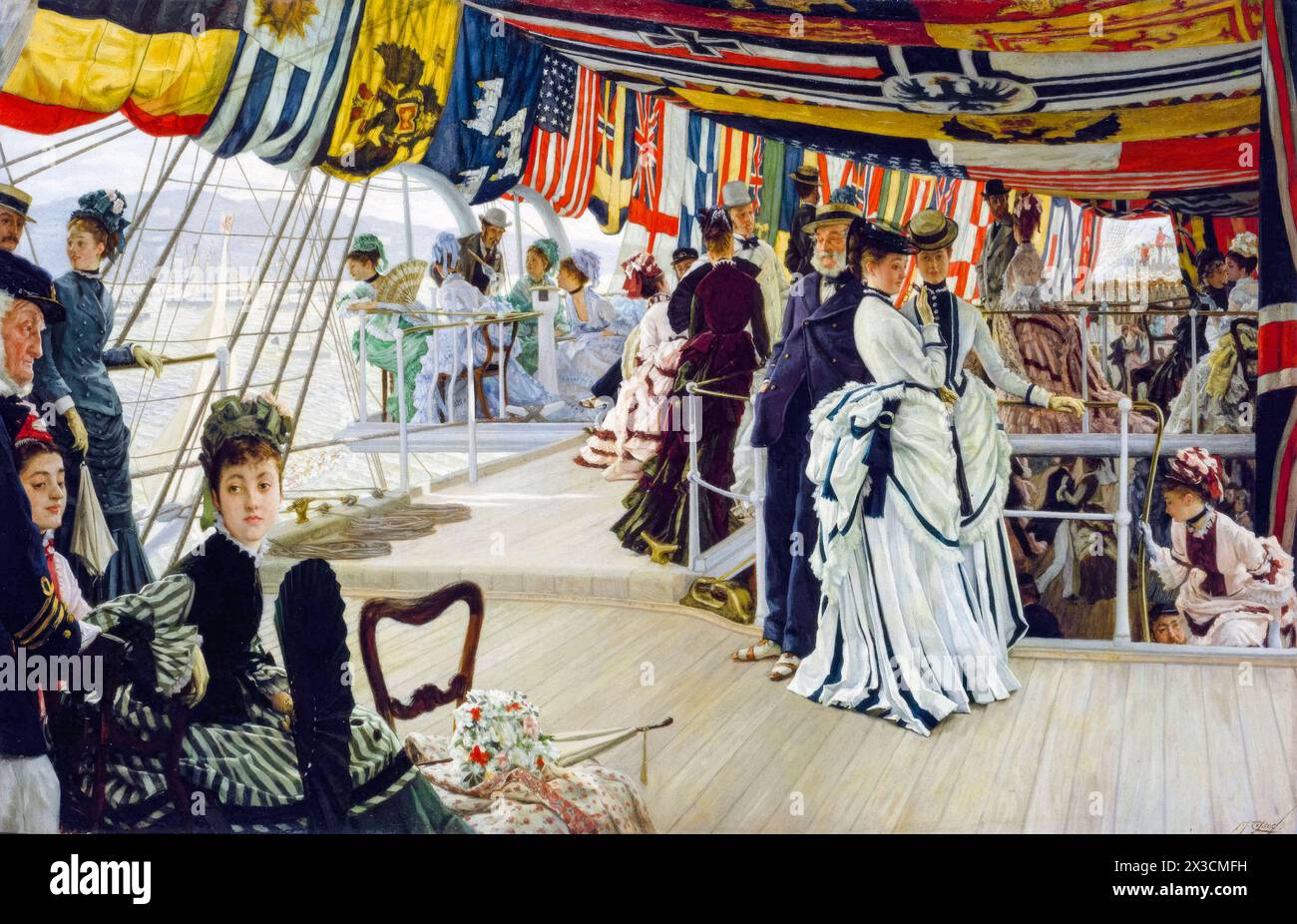 James Tissot, la balle à bord, peinture à l'huile sur toile, vers 1874 Banque D'Images