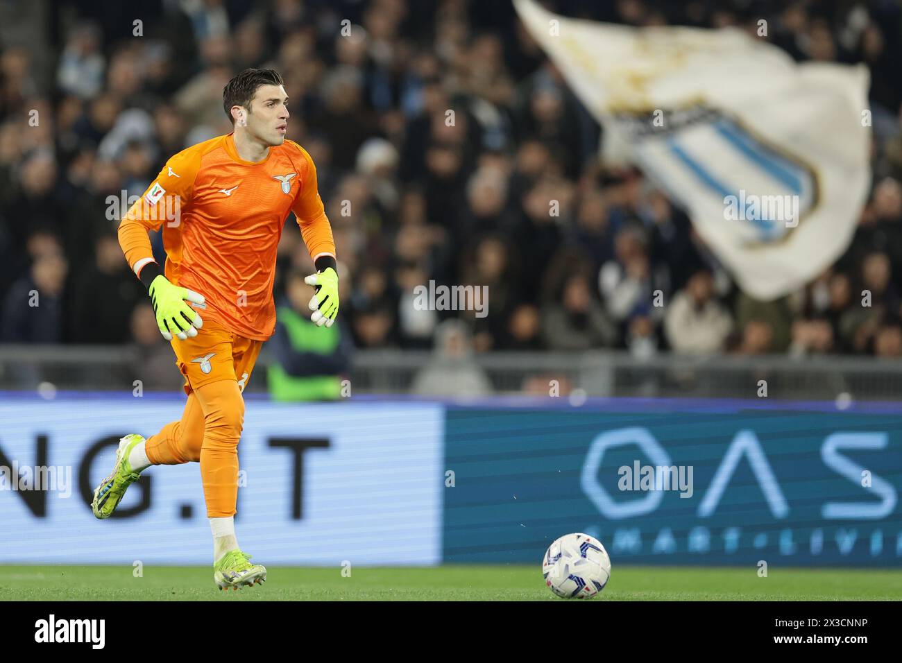 Le gardien grec du Latium Christos Mandas lors du match de demi-finale de la Coupe d'italie SS Lazio vs Juventus au stade Olimpico le 23 avril 2024 à Rome. Banque D'Images Le gardien grec du Latium Christos Mandas lors du match de demi-finale de la Coupe d'italie SS Lazio vs Juventus au stade Olimpico le 23 avril 2024 à Rome. Banque D'Images