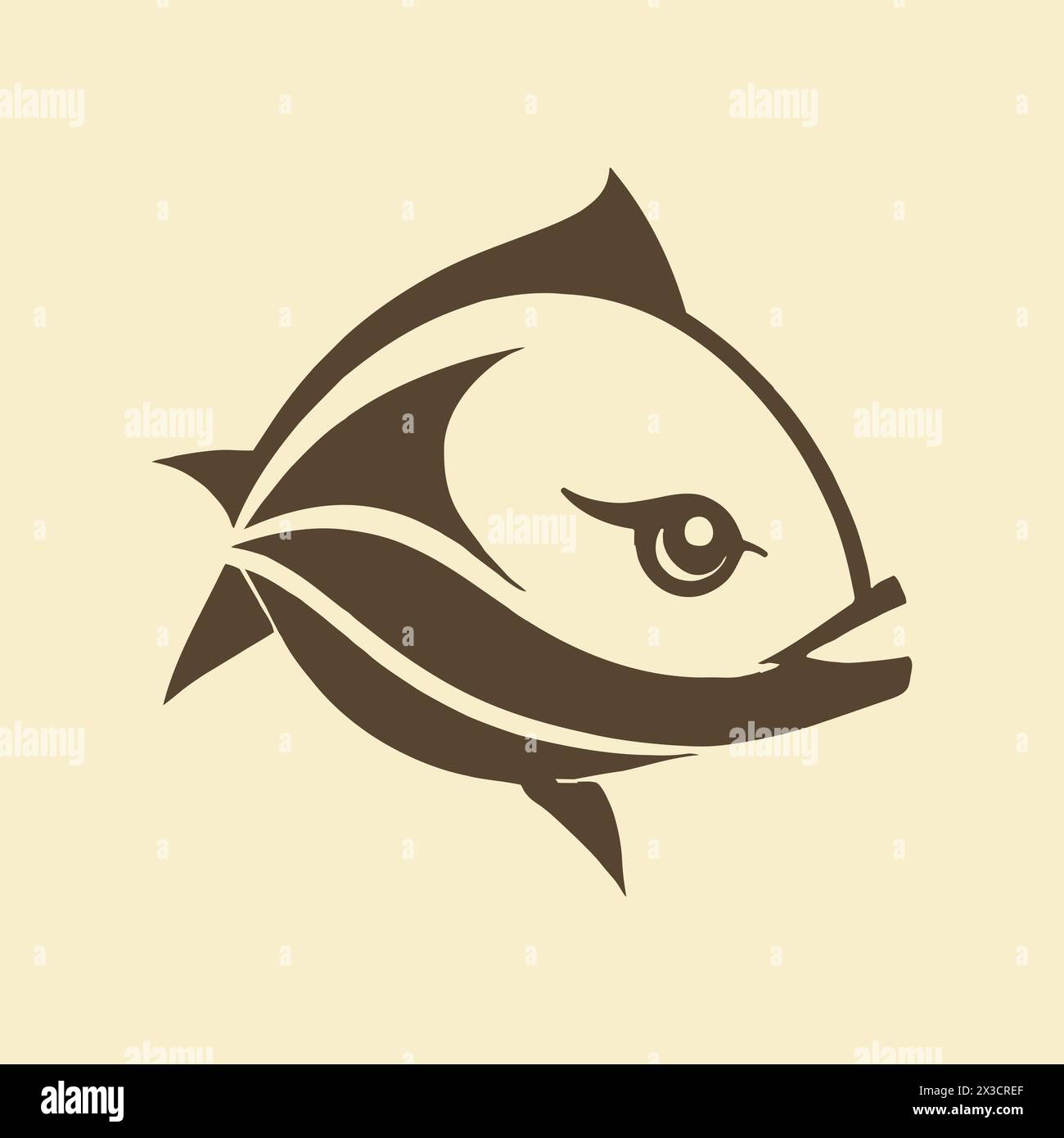 Icône de poisson brun dans l'illustration vectorielle de style plat Illustration de Vecteur
