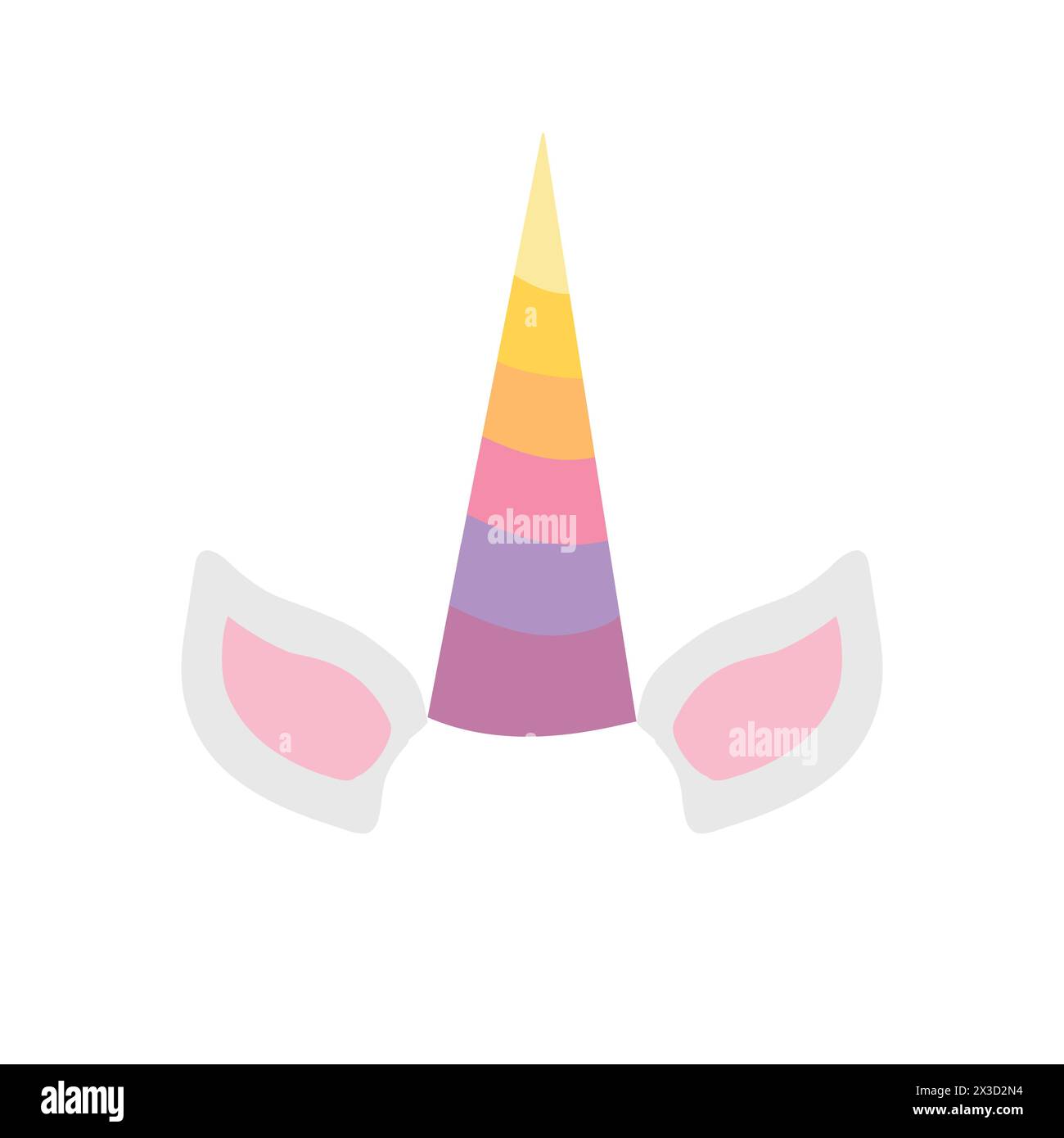 Corne et oreilles de licorne arc-en-ciel. Illustration vectorielle de couleur dans le style doodle. Illustration de Vecteur