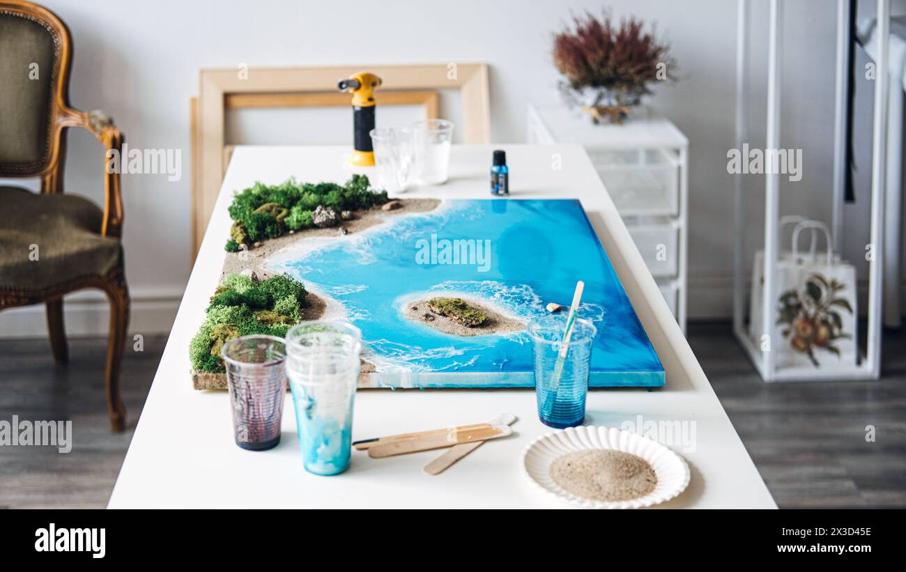 Illustration en résine époxy 3D création d'un panorama océanique Banque D'Images