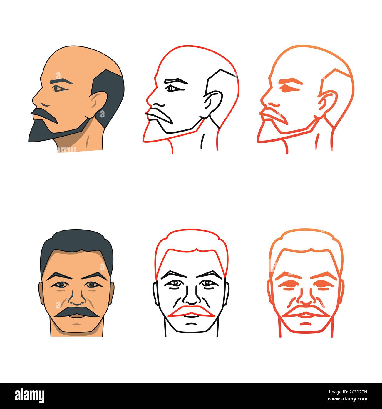 Les dirigeants soviétiques Lénine et Staline ensemble d'icônes. Communisme, révolution russe. Illustration vectorielle Illustration de Vecteur