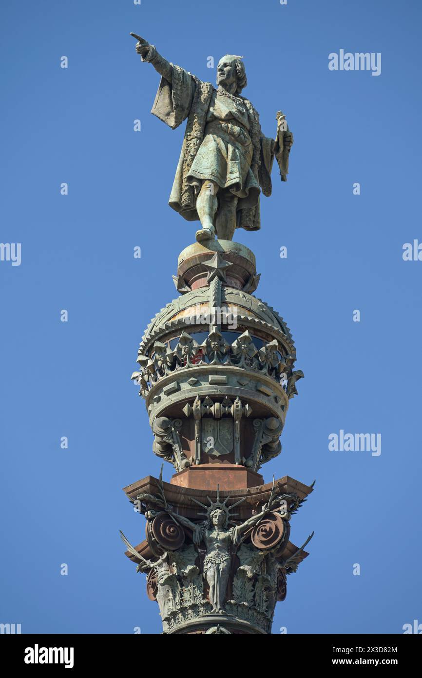 Mirador de Colom, Kolumbus-Denkmal, Barcelona, Katalonien, Spanien Banque D'Images